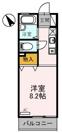 プレジールⅡ(1K/2階)の間取り写真