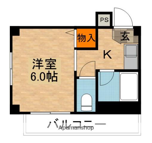 ミネルバ梅園(1K/4階)の間取り写真