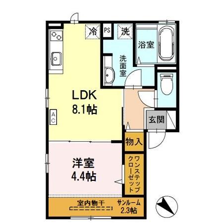 MITTE IWAFUNE(1LDK/2階)の間取り写真