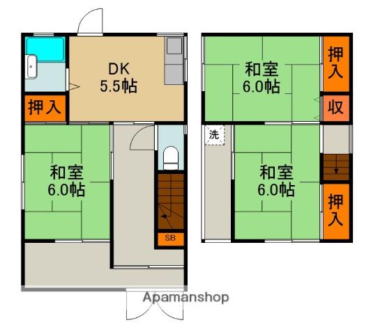 京阪電気鉄道京阪線 大和田駅(大阪) 徒歩9分 2階建 築37年(3DK)の間取り写真