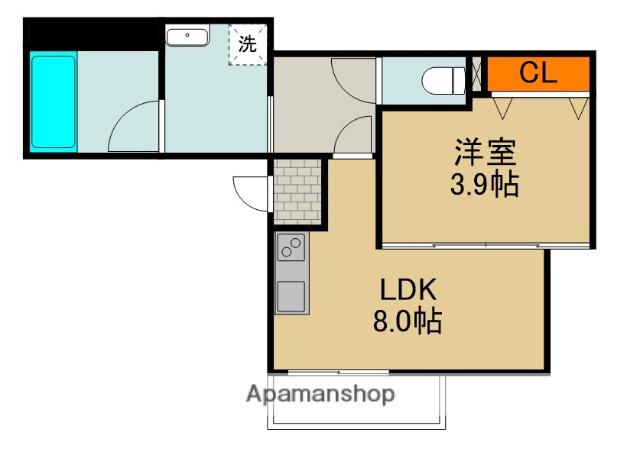 S APT.門真城垣町(1LDK/1階)の間取り写真