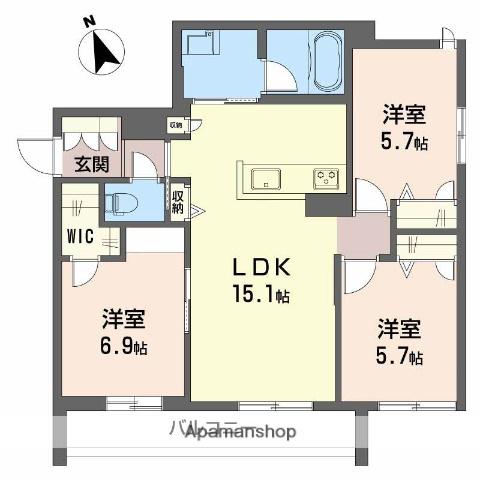シャーメゾン シンフォニア(3LDK/2階)の間取り写真