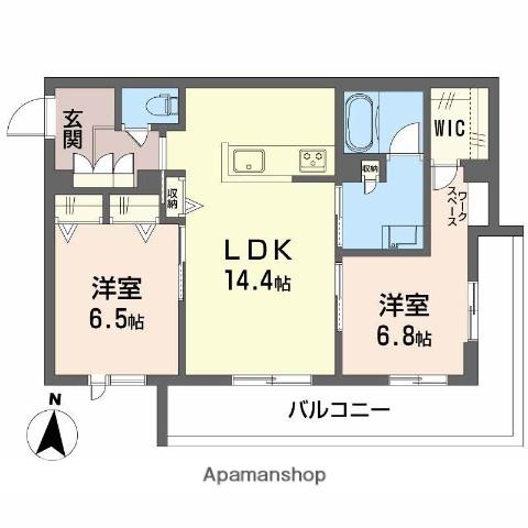 シャーメゾン レソール(2LDK/2階)の間取り写真