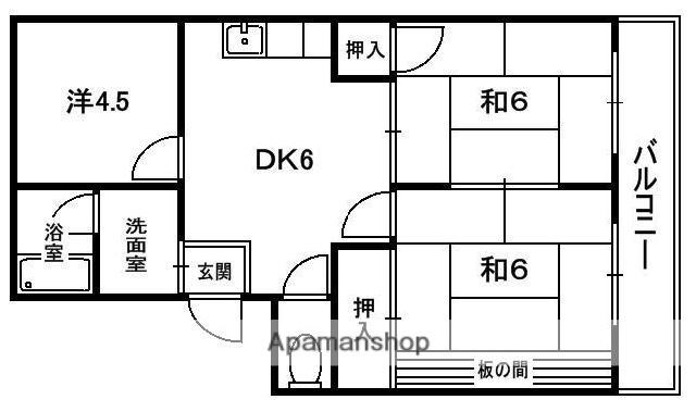 コーポ忠栄(3DK/4階)の間取り写真
