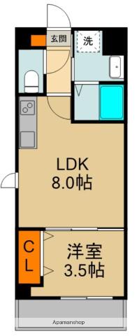 サンフレンドコア(1LDK/4階)の間取り写真