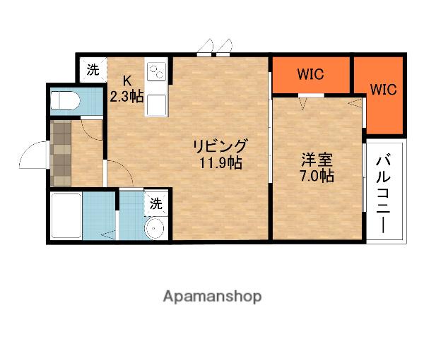 WISTERIA TERRACE(1LDK/1階)の間取り写真