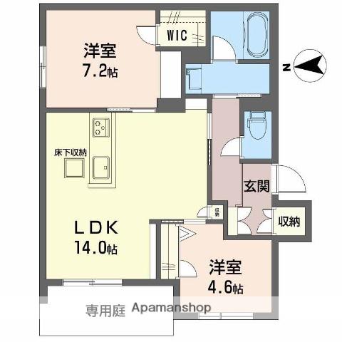 シャーメゾン フルリール(2LDK/1階)の間取り写真