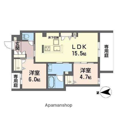 シャーメゾン フルリール(2LDK/1階)の間取り写真