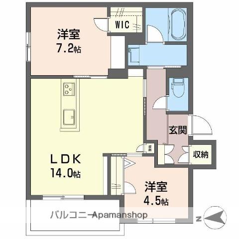 シャーメゾン フルリール(2LDK/2階)の間取り写真