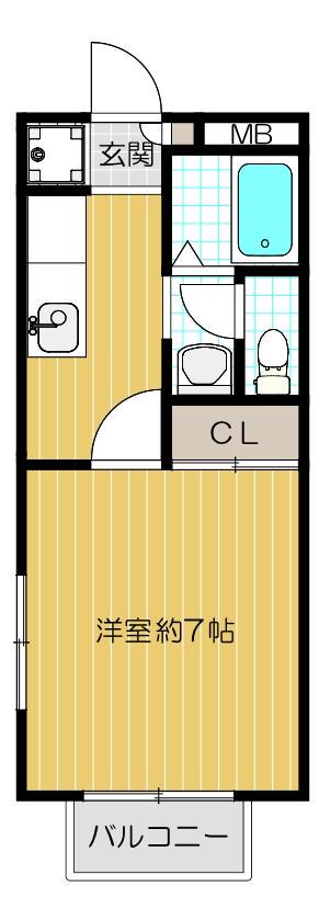 サンハイム上山(1K/1階)の間取り写真