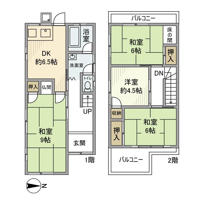京阪電気鉄道交野線 宮之阪駅 徒歩7分 2階建 築51年(4DK)の間取り写真