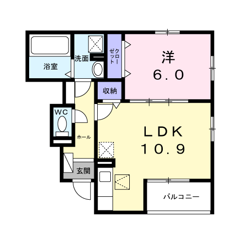 ニュアージュ ブルー(1LDK/1階)の間取り写真