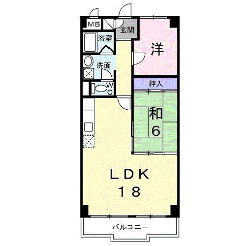 グリーンハイランド東中振(2LDK/2階)の間取り写真