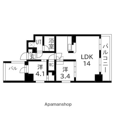 ウエリスアーバン守口(2LDK/3階)の間取り写真