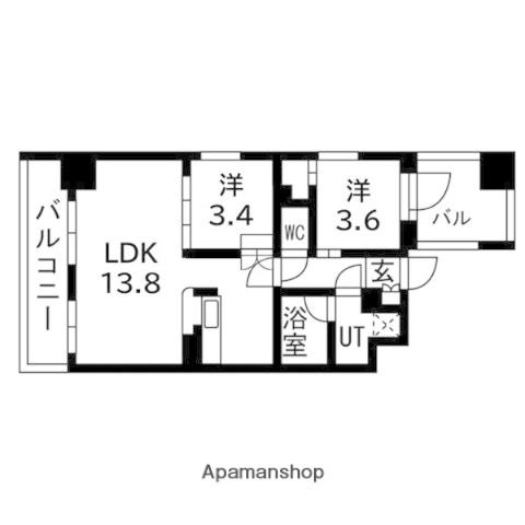 ウエリスアーバン守口(2LDK/8階)の間取り写真