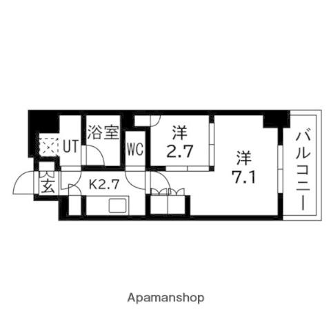 ウエリスアーバン守口(2K/4階)の間取り写真
