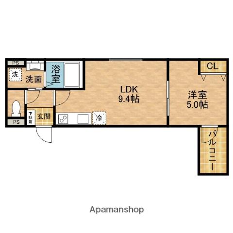 パレミヤビ香里西(1LDK/1階)の間取り写真