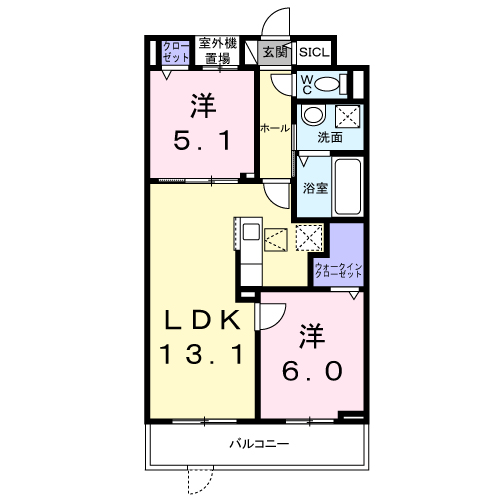 サンフローレ(2LDK/1階)の間取り写真