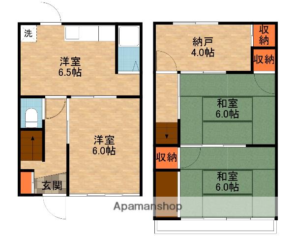 片町線 藤阪駅 徒歩12分 2階建 築47年(4DK)の間取り写真