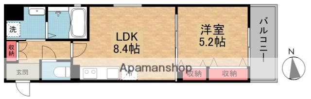 クリエオーレ倉治(1LDK/2階)の間取り写真