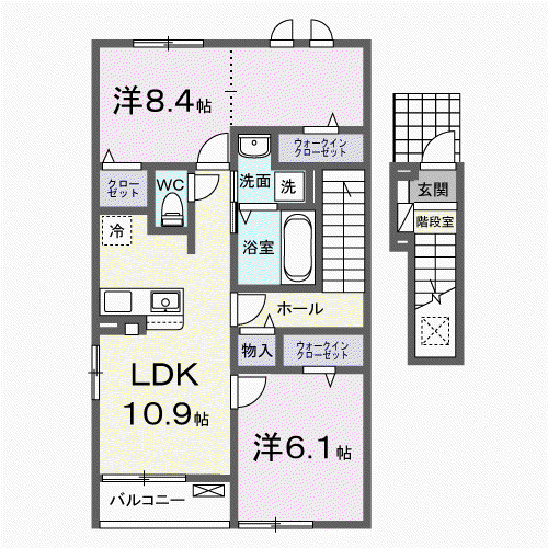 クラール倉治C(2LDK/2階)の間取り写真