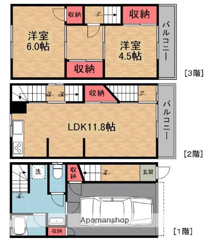 京阪電気鉄道京阪線 淀駅 バス乗車時間：8分 藤和田バス停で下車 徒歩9分 3階建 築40年(2LDK)の間取り写真