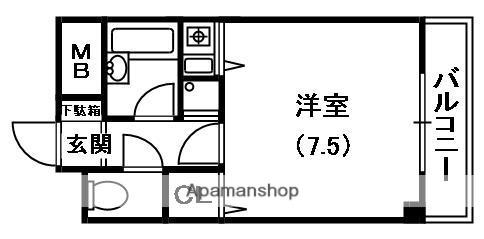 シャンブル2(1K/1階)の間取り写真