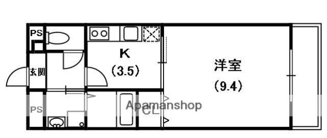 アンプルールフェール GLAND MOB(1K/1階)の間取り写真