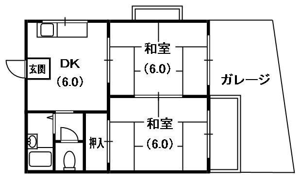 レジデンス澤井(2DK/2階)の間取り写真