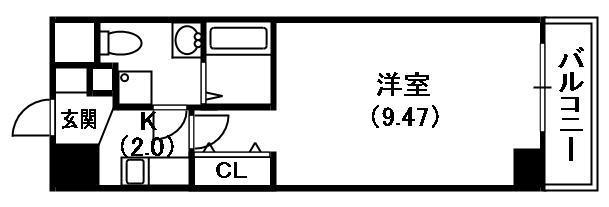 オリエントレジデンス門真(1K/9階)の間取り写真