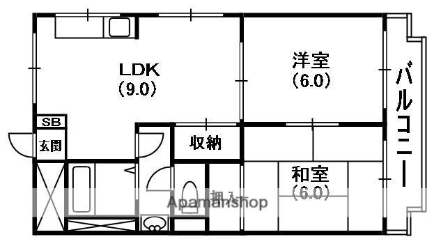 末広コーポ(2DK/4階)の間取り写真