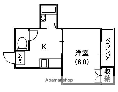 ミノルマンション(1K/2階)の間取り写真
