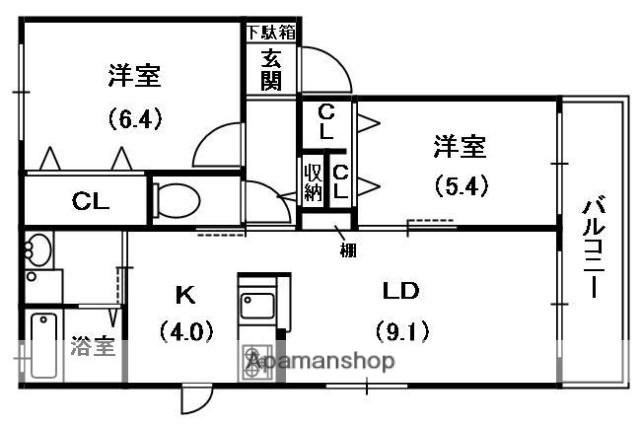 グレースコート(2LDK/1階)の間取り写真
