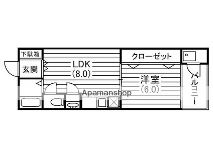 NO.3香里ニューハイツ(1LDK/3階)の間取り写真