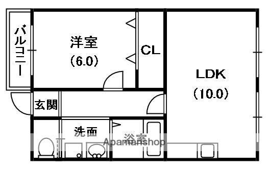 TISSハイム香里(1LDK/2階)の間取り写真