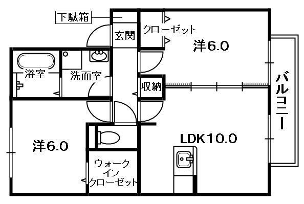コンフォート東寝屋川(2LDK/1階)の間取り写真