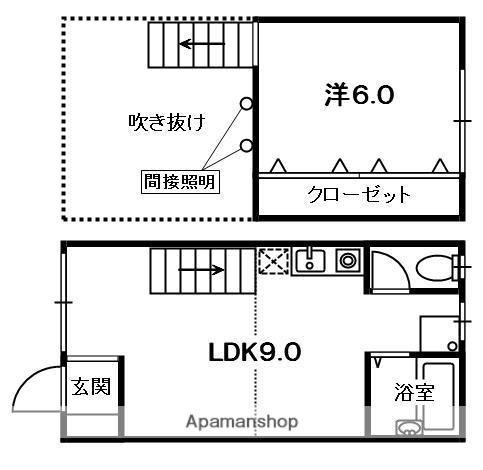 ルミノーゼ星田(1LDK/1階)の間取り写真
