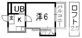 ユウビパレス茄子作(1K/1階)の間取り写真