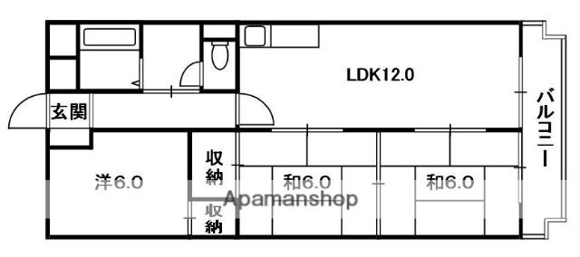 西尾ハイツ(3LDK/2階)の間取り写真