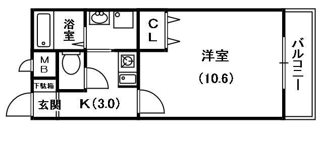 アンプルール・モンターニュ(1K/2階)の間取り写真