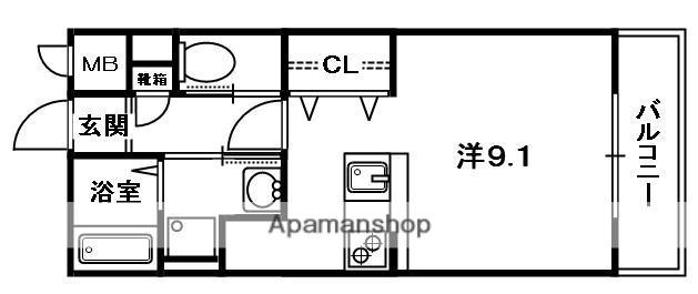 シャンテー中宮3(ワンルーム/3階)の間取り写真