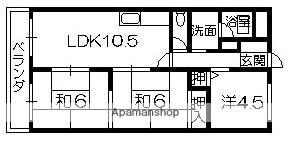 宮之阪ハイツ弐番館(3LDK/3階)の間取り写真