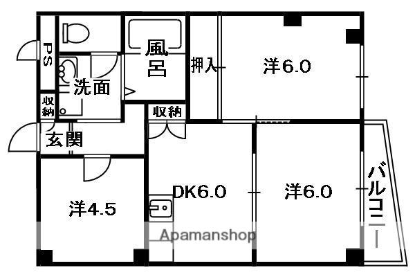 ハイクレスト宮之阪(3DK/3階)の間取り写真