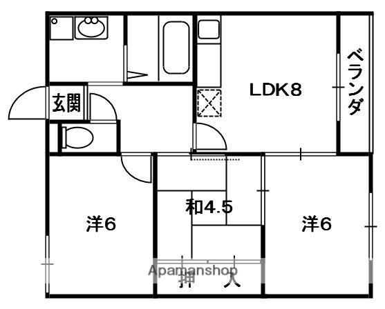 ハイクレスト宮之阪(3DK/3階)の間取り写真