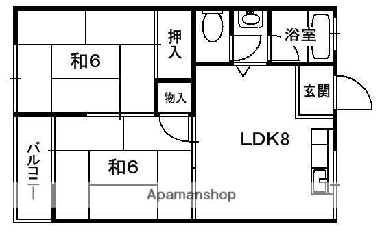 男山ハイツA・B(2LDK/2階)の間取り写真