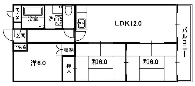 ウエストサイド楠葉(3LDK/3階)の間取り写真