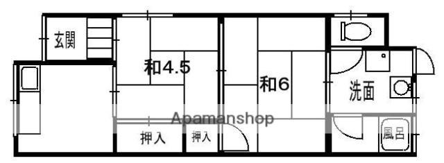 京阪電気鉄道京阪線 光善寺駅 徒歩8分 1階建 築56年(2DK)の間取り写真