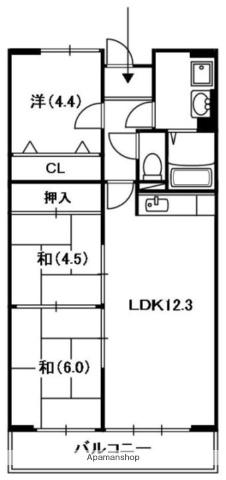 シャルル津田(3LDK/5階)の間取り写真