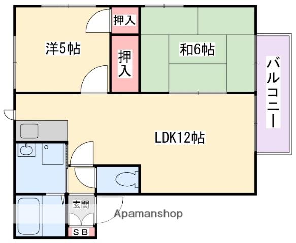 ハイツキララB(2LDK/1階)の間取り写真