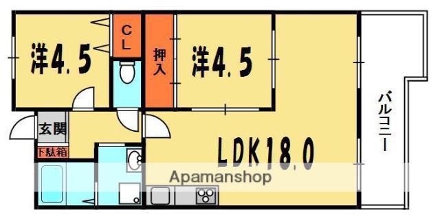 リバージュ(2LDK/2階)の間取り写真